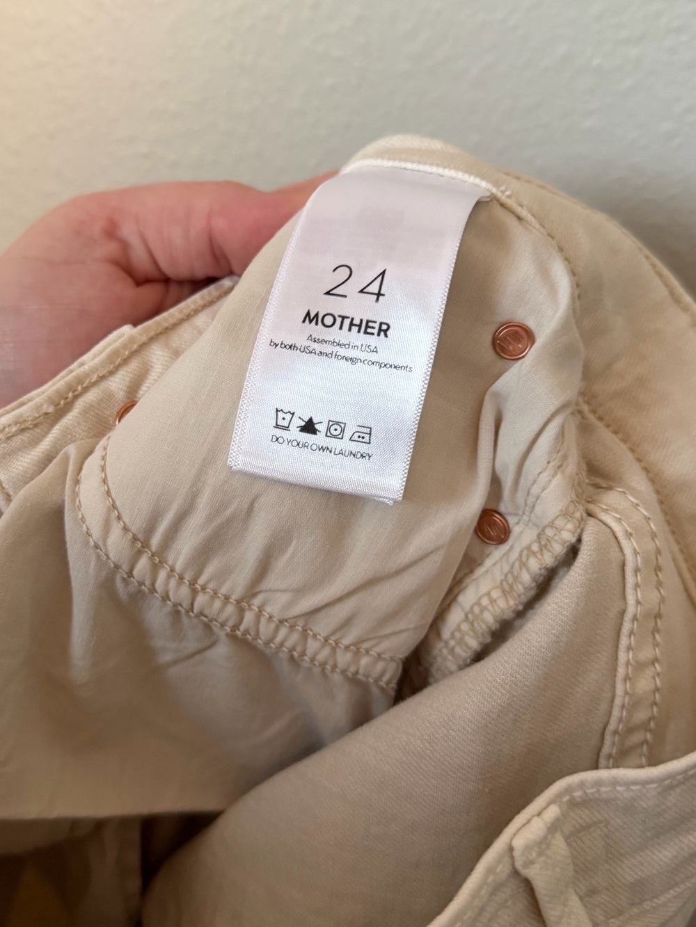 MOTHER Denim Mid Rise Dazzler Ankle Slim Straight Jeans Ivory Size 24 - Picture 7 of 7